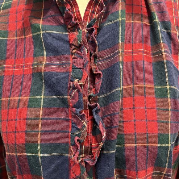 Lauren Ralph Lauren Women’s Plaid Button Front Ruffle Top Petite M (A0127) - Picture 2 of 6